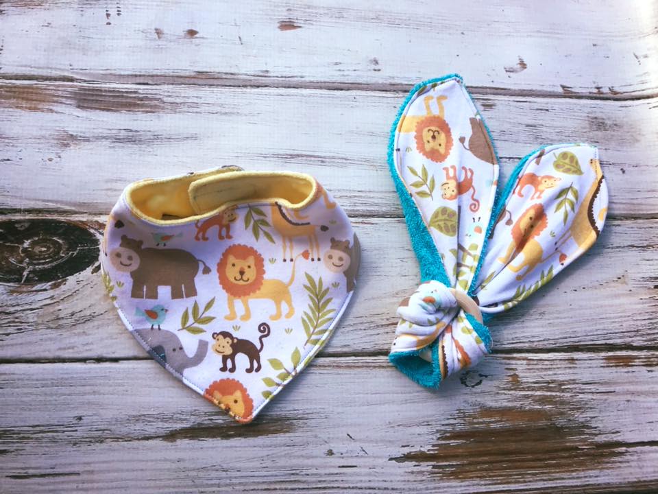 Bandanna bib and teether ring