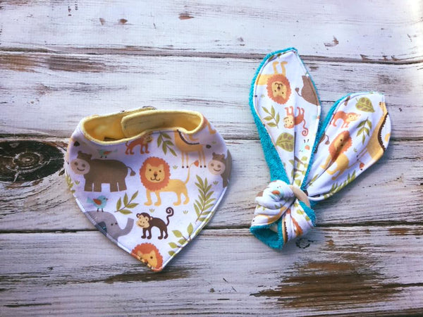 Bandanna bib and teether ring