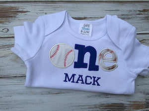 1st birthday Baseball onesie or shirt