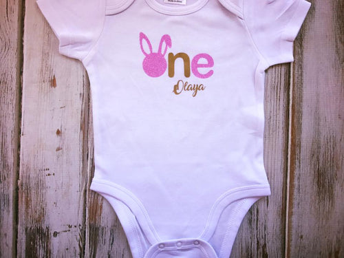 Bunny 1st birthday ONE onesie or shirt