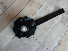 Black Satin Rose Headband