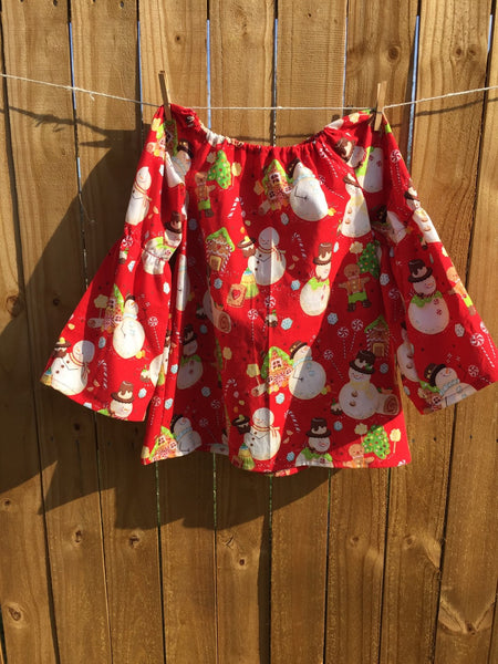 Christmas Gingerbread Snowman Peasant Top