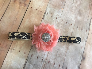Cheatah Print and Coral Headband