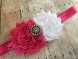 Hot Pink and White Headband