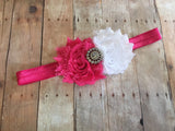 Hot Pink and White Headband