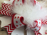 Over the Top Red and White Bow