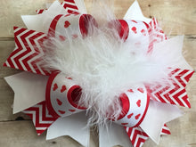 Over the Top Red and White Bow