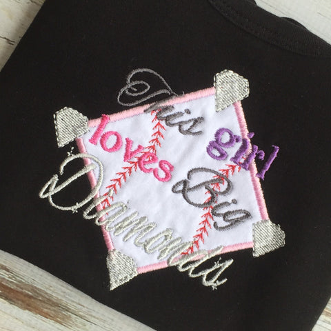 This Girl Loves Big Diamonds Baseball shirt or Softball Shirt
