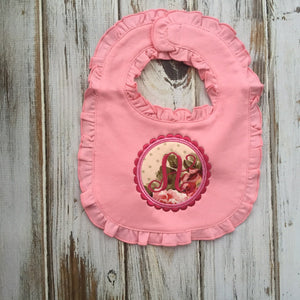 Monogrammed Pink Ruffled Bib