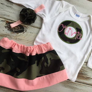 Monogrammed girls camo gift set