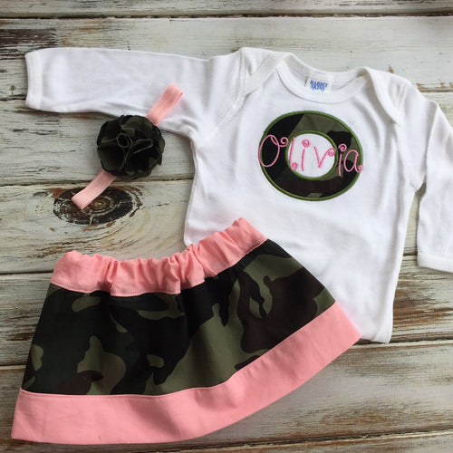 Monogrammed girls camo gift set