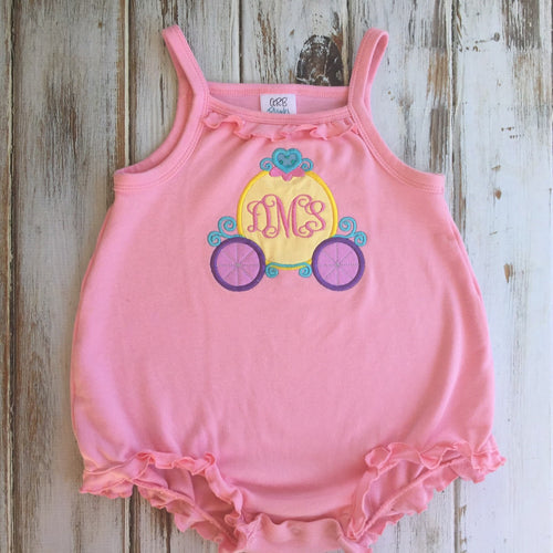 Pink Monogrammed Ruffled Romper