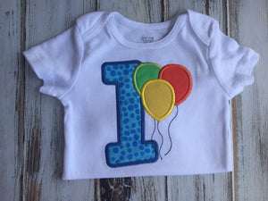 1st birthday onesie or shirt with balloons