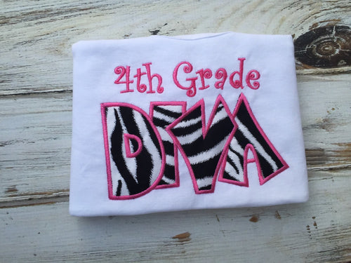 Girls Back to school shirt, 4th Grade Diva