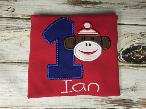 Sock Monkey birthday shirt