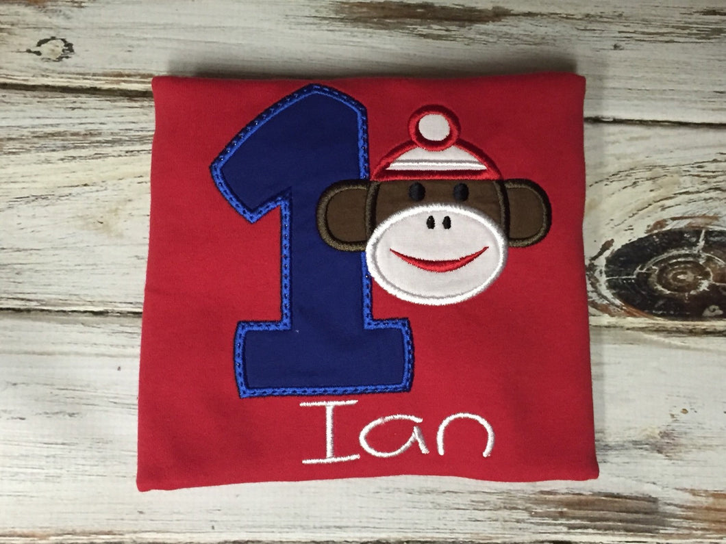 Sock Monkey birthday shirt