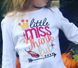 Girls Little Miss Thankful Shirt or Onesie