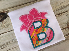 Girls bow alphabet shirt