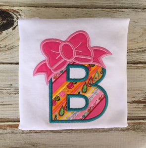 Girls bow alphabet shirt