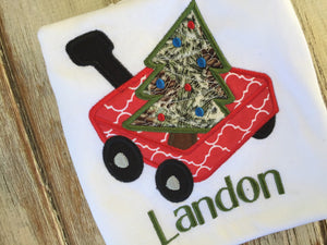 Red Wagon and Christmas Tree Shirt or Onesie