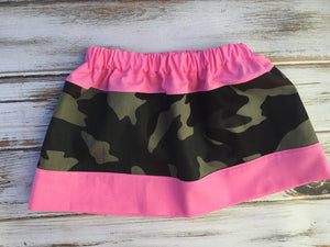 Girls Camo and Pink circle Skirt