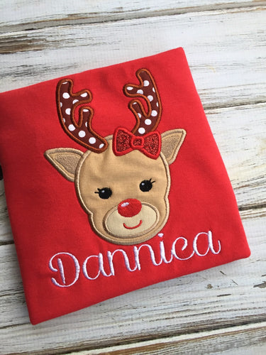 Christmas Girl Reindeer Shirt or Onesie