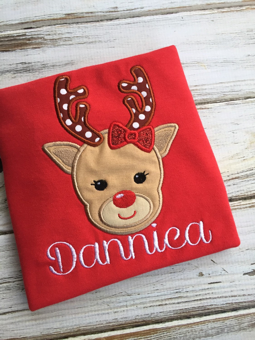 Christmas Girl Reindeer Shirt or Onesie