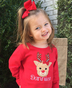Christmas Girl Reindeer Shirt or Onesie