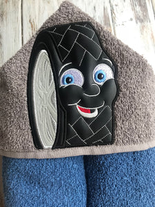 Race car Tire Hooded Towel