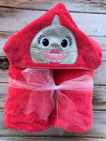 Girl Shark Hooded towel , Mommy Shark Hooded Towel