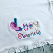 Custome Unicorn ruffled bib and lovey