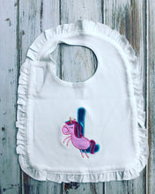 Custome Unicorn ruffled bib and lovey