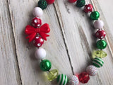 Chunky bead necklace, Christmas necklace