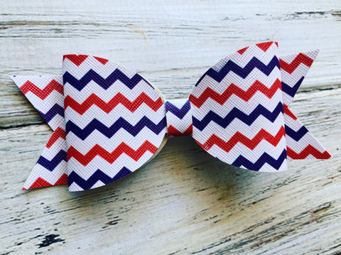 Red White and Blue Faux Leather Bow