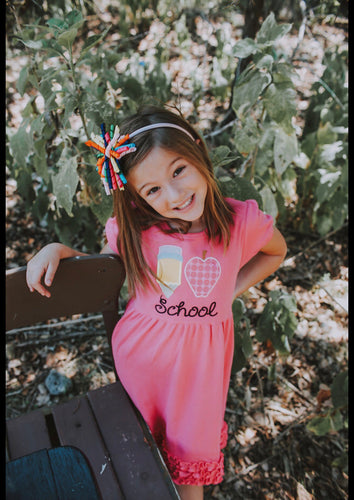 I Love School Ruffle Short Sleeve Dress