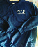 Vine Monogram Embroidered Sweatshirt | Personalized Initial Sweatshirt | WTX Stitches Wimberley TX