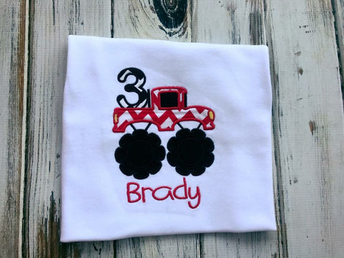 Monster truck 3rd birthday shirt