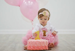 Girls 1st birthday bow number shirt or bodysuit