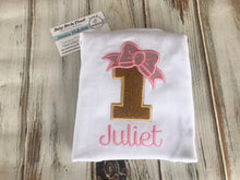 Girls 1st birthday bow number shirt or bodysuit