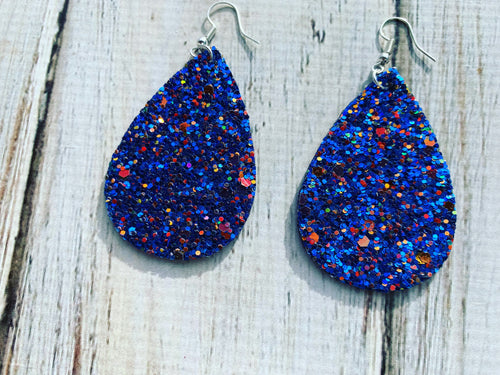 Blue Glitter Earrings