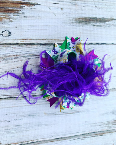 Mardis Gras Over The Top Bow