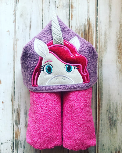 Unicorn 3D Horn Hooded Towel