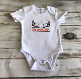 Antler deer Monogrammed Onesie