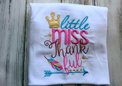 Girls Long Sleeve Thanksgiving Shirt Little Miss Thankful Size 12 Months SALE