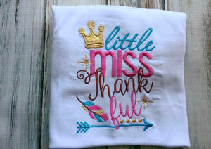 Girls Long Sleeve Thanksgiving Shirt Little Miss Thankful Size 12 Months SALE