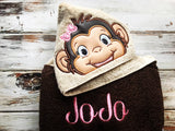 Girl Monkey hooded towel