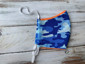 Blue Camouflage Face Mask Mens Size