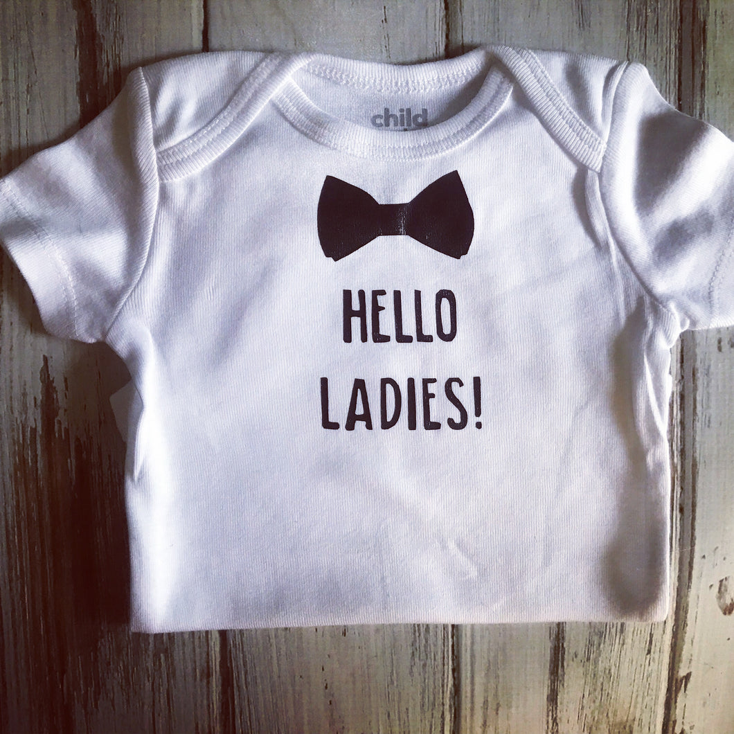 3-6 Hello Ladies onesie months ready to ship