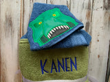 Dinosaur T Rex Hooded Towel