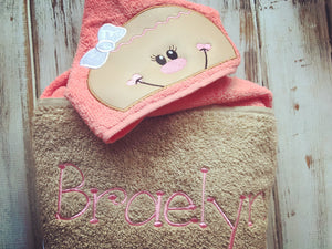 Gingerbread girl hooded towel